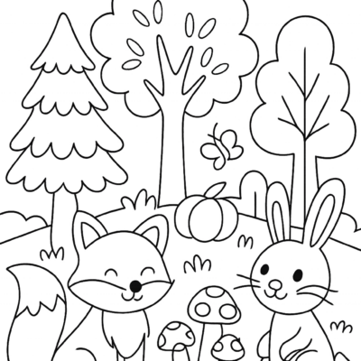 Desenho para colorir: Animais da floresta