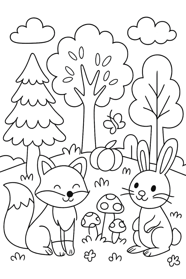 Desenho para colorir: Animais da floresta