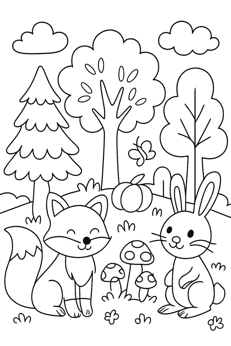 Desenho para colorir: Animais da floresta