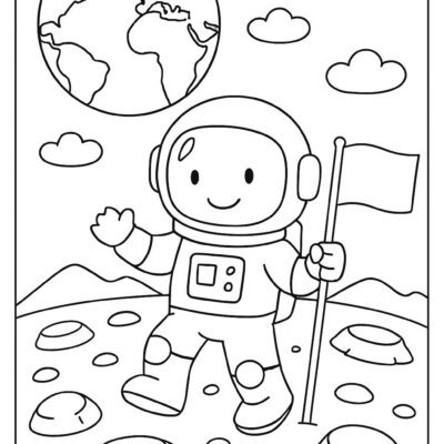 Desenho para colorir: Astronauta na Lua