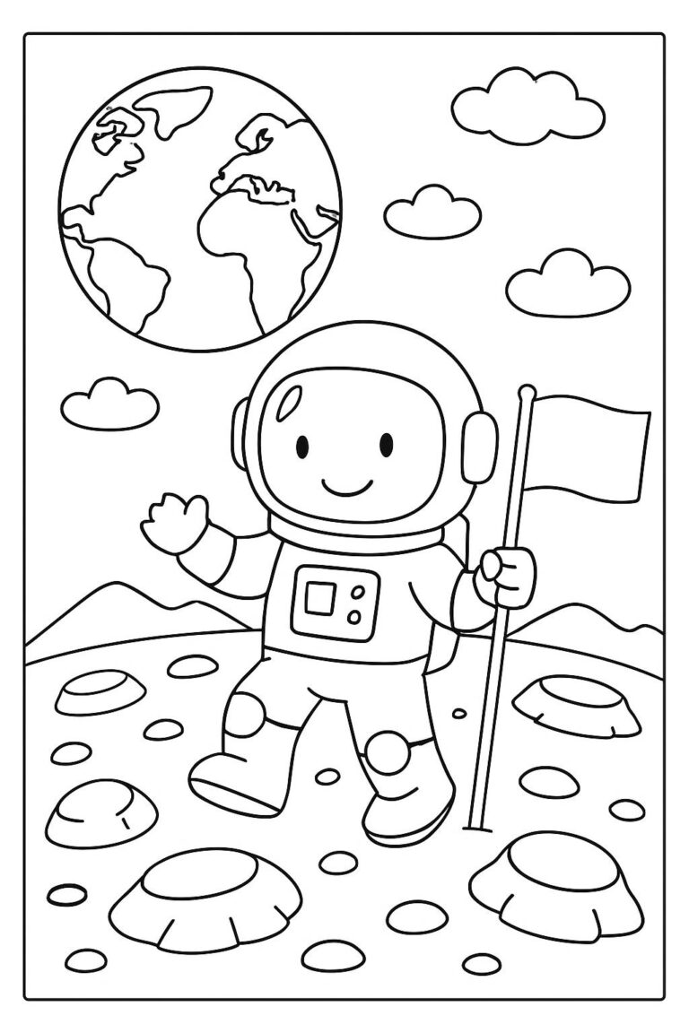 Desenho para colorir: Astronauta na Lua