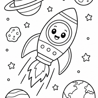 Desenho para colorir: Aventura no espaço