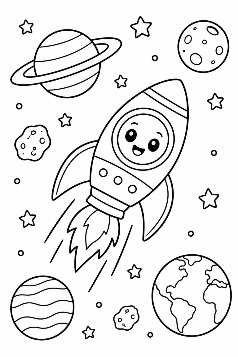 Desenho para colorir: Aventura no espaço