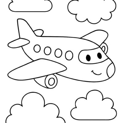 Desenho para colorir: Avião nas nuvens