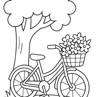 Desenho para colorir: Bicicleta com flores
