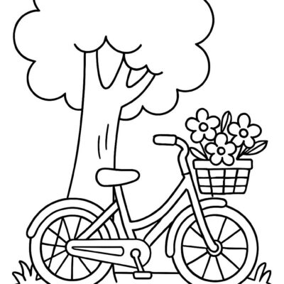 Desenho para colorir: Bicicleta com flores