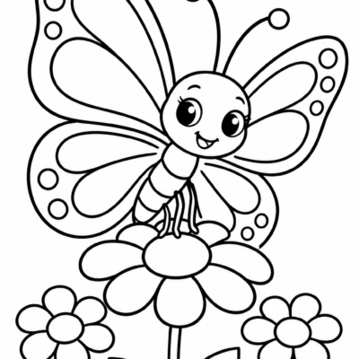 Desenho para colorir: Borboleta no jardim