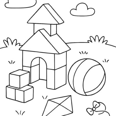 Desenho para colorir: Brinquedos no quintal