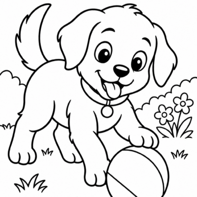 Desenho para colorir: Cachorrinho brincalhão