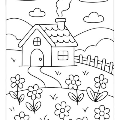 Desenho para colorir: Casa no campo