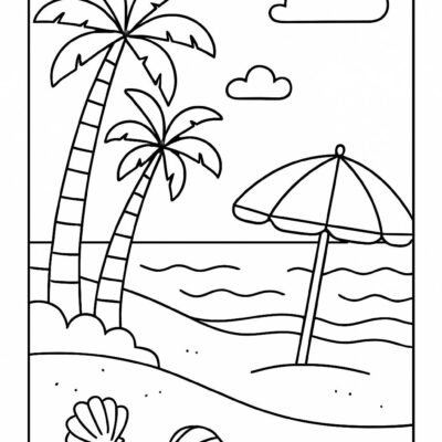 Desenho para colorir: Dia de praia