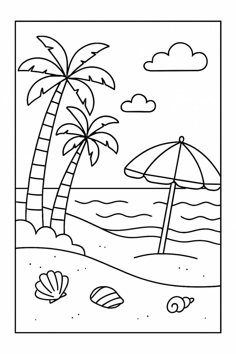 Desenho para colorir: Dia de praia