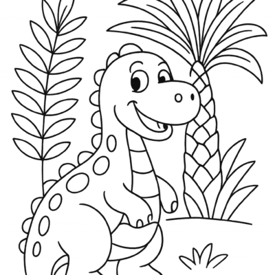 Desenho para colorir: Dinossauro amigável