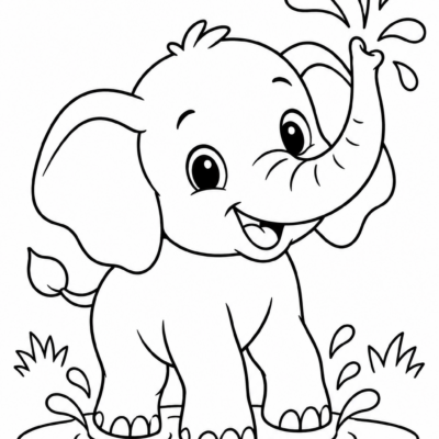 Desenho para colorir: Elefantinho brincalhão