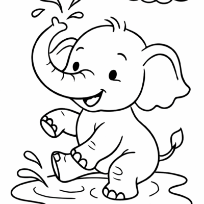 Desenho para colorir: Elefantinho brincalhão