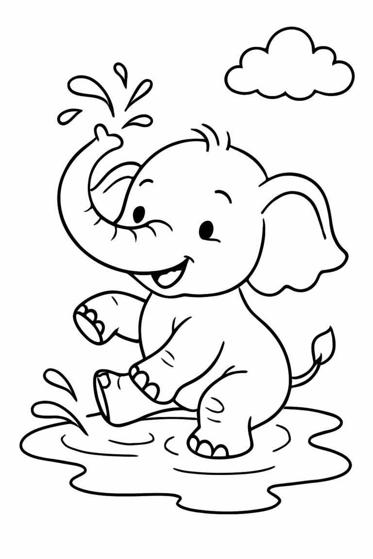 Desenho para colorir: Elefantinho brincalhão