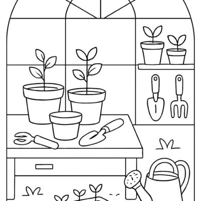Desenho para colorir: Estufa de plantinhas