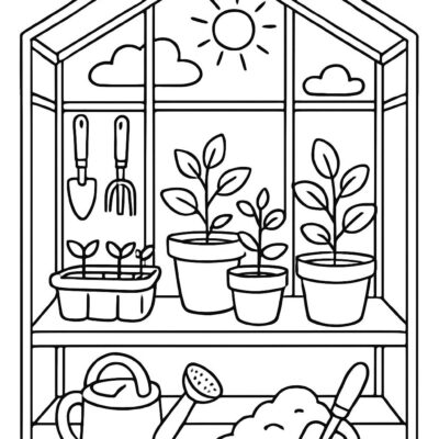 Desenho para colorir: Estufa de plantinhas