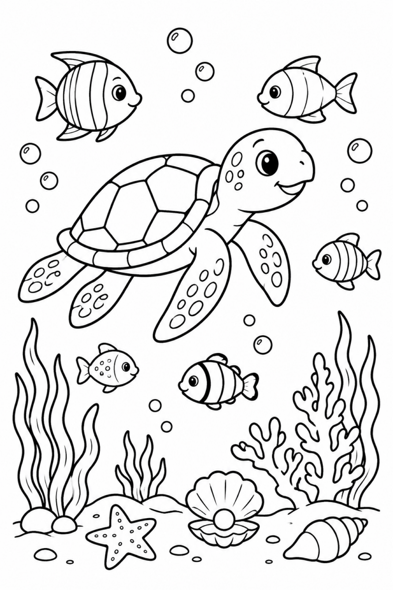 Desenho para colorir: Explorando o fundo do mar