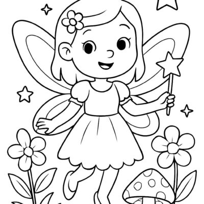 Desenho para colorir: Fada do jardim mágico