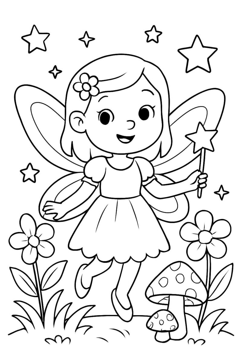 Desenho para colorir: Fada do jardim mágico