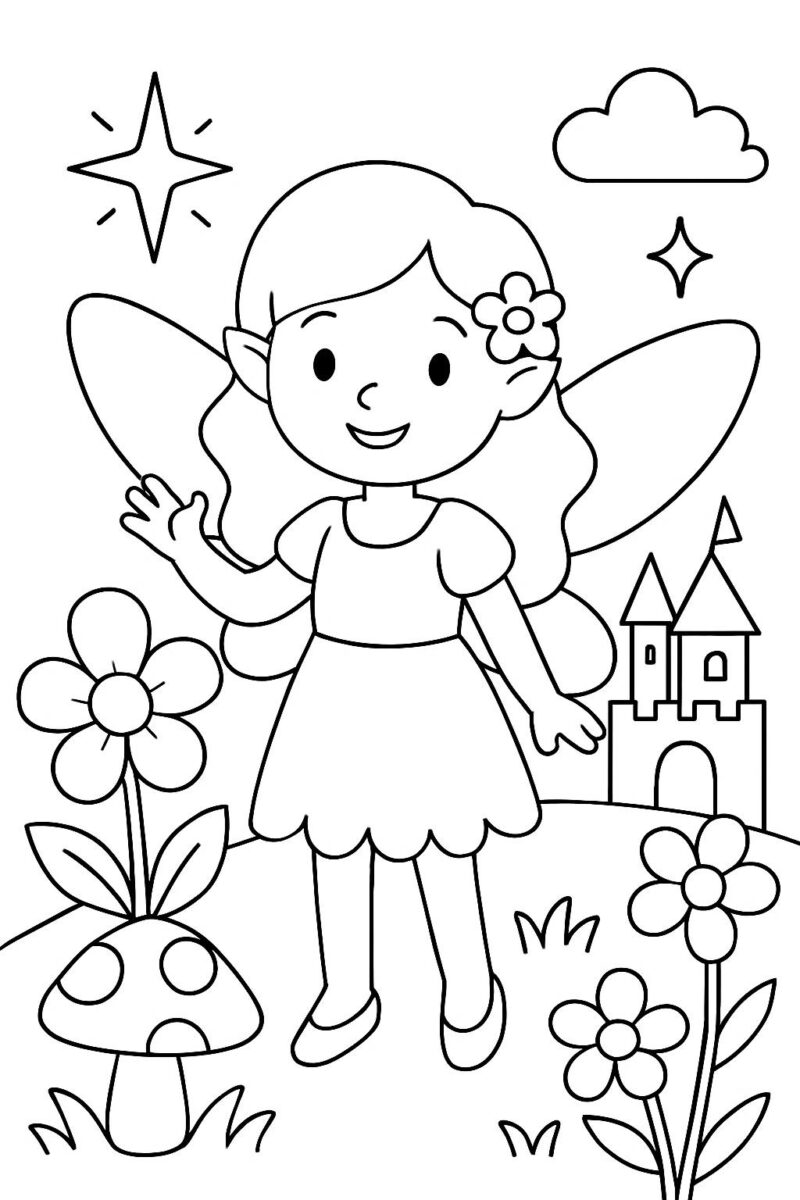 Desenho para colorir: Fada do jardim mágico