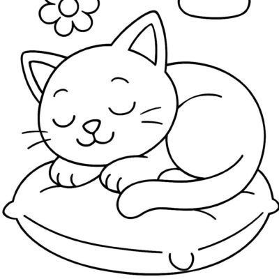 Desenho para colorir: Gatinho na almofada