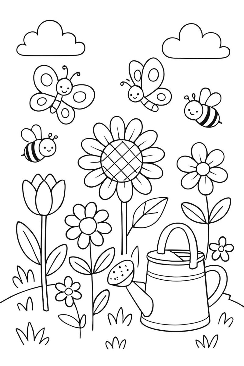 Desenho para colorir: Jardim florido
