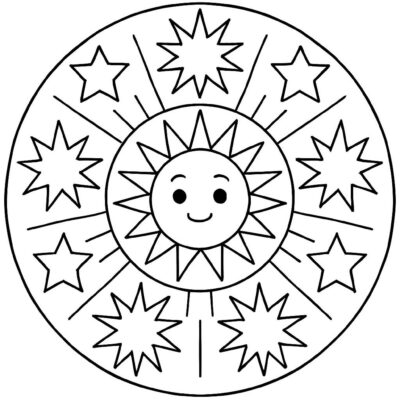 Desenho para colorir: Mandala de estrelas