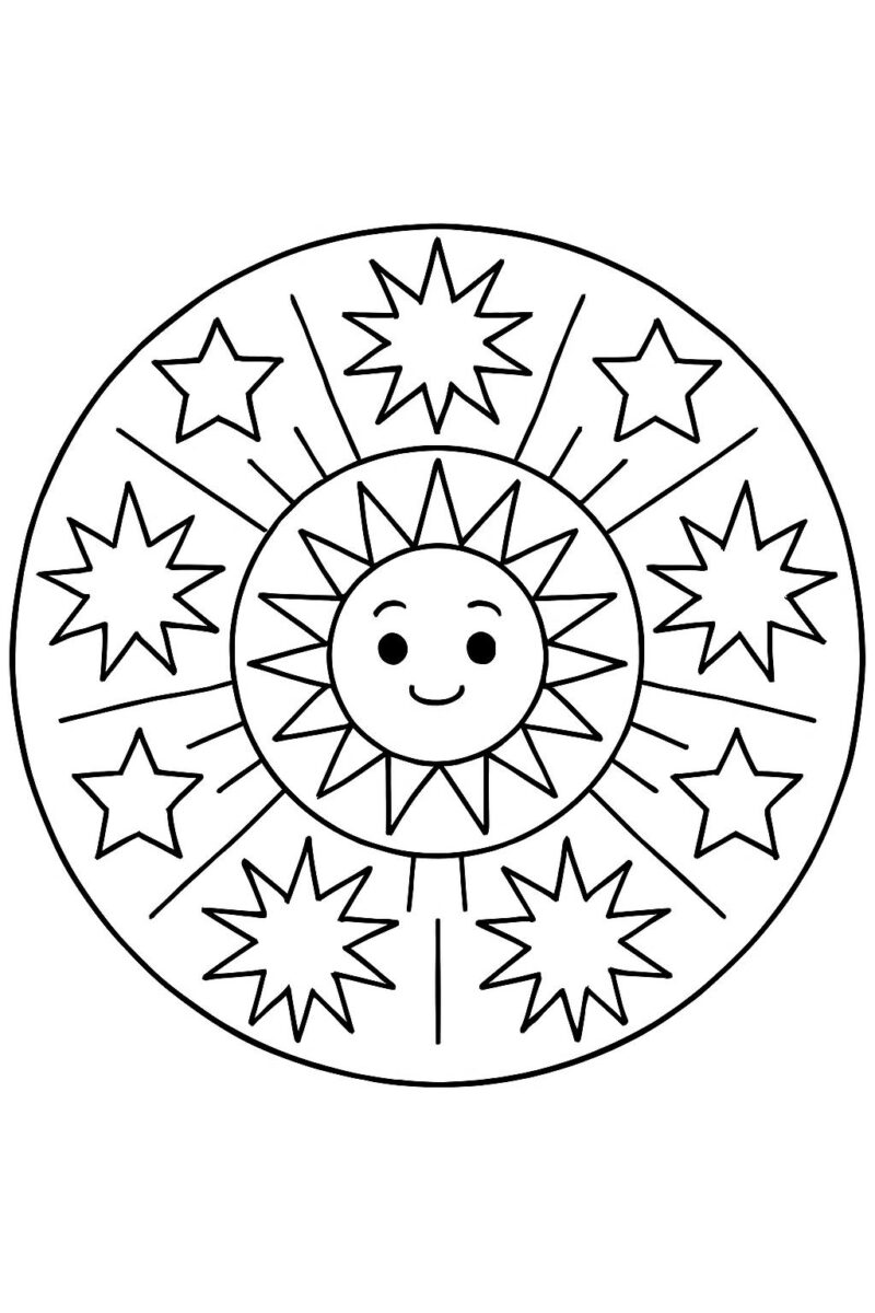 Desenho para colorir: Mandala de estrelas