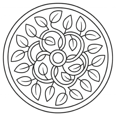Desenho para colorir: Mandala de folhas