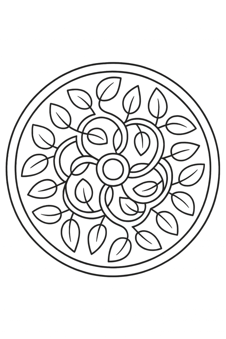 Desenho para colorir: Mandala de folhas