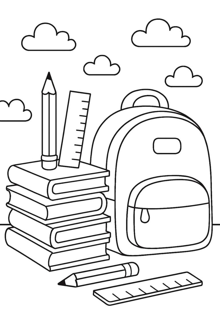 Desenho para colorir: Materiais escolares