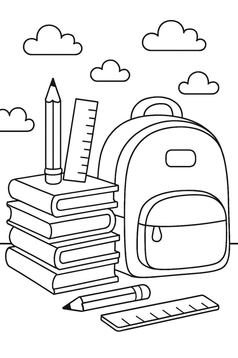 Desenho para colorir: Materiais escolares