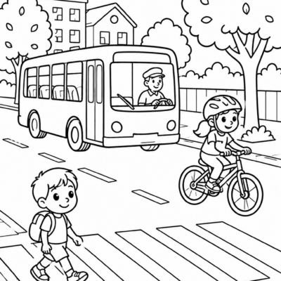 Desenho para colorir: Na rua com segurança