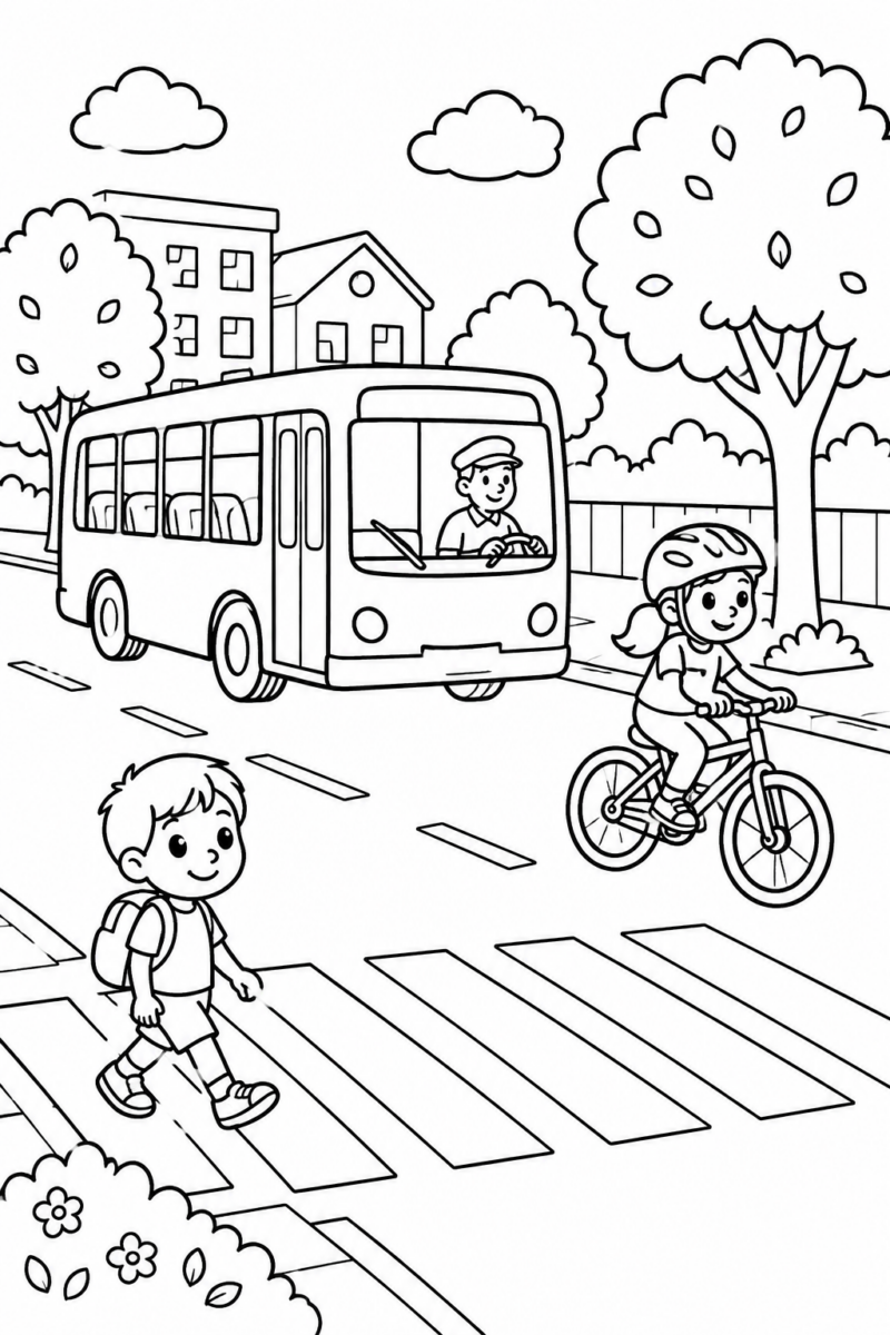Desenho para colorir: Na rua com segurança