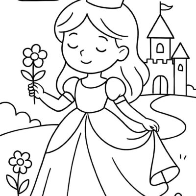 Desenho para colorir: Princesa com uma flor