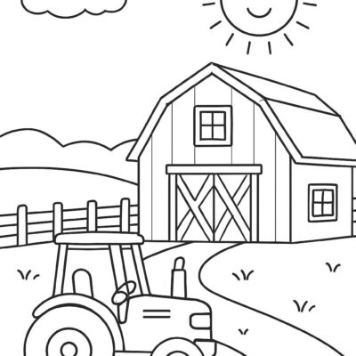 Desenho para colorir: Trator na fazenda
