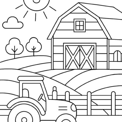 Desenho para colorir: Trator na fazenda