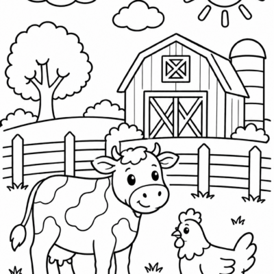 Desenho para colorir: Um dia na fazenda