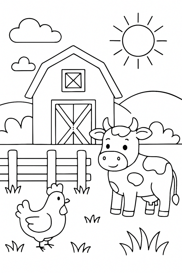 Desenho para colorir: Um dia na fazenda