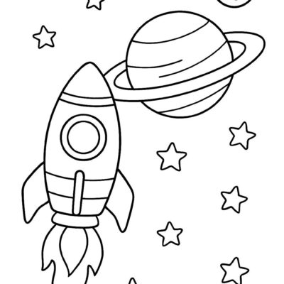 Desenho para colorir: Viagem de foguete