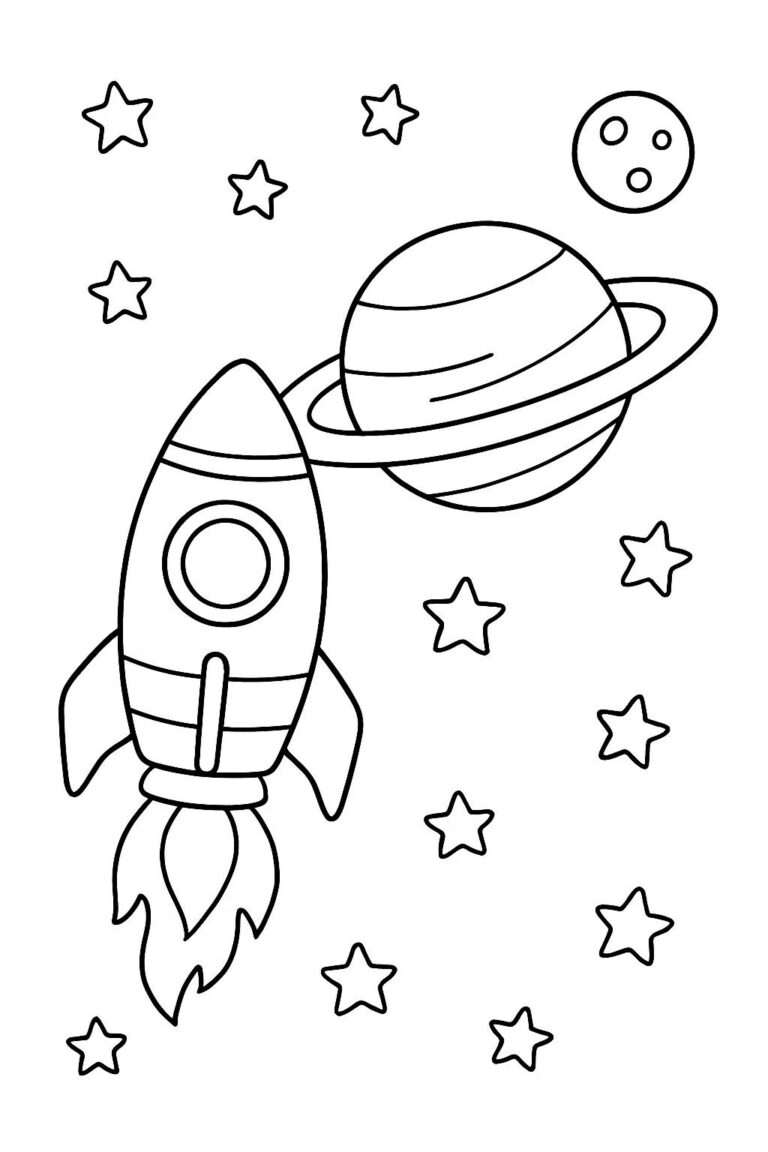 Desenho para colorir: Viagem de foguete