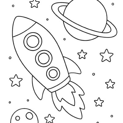 Desenho para colorir: Viagem de foguete
