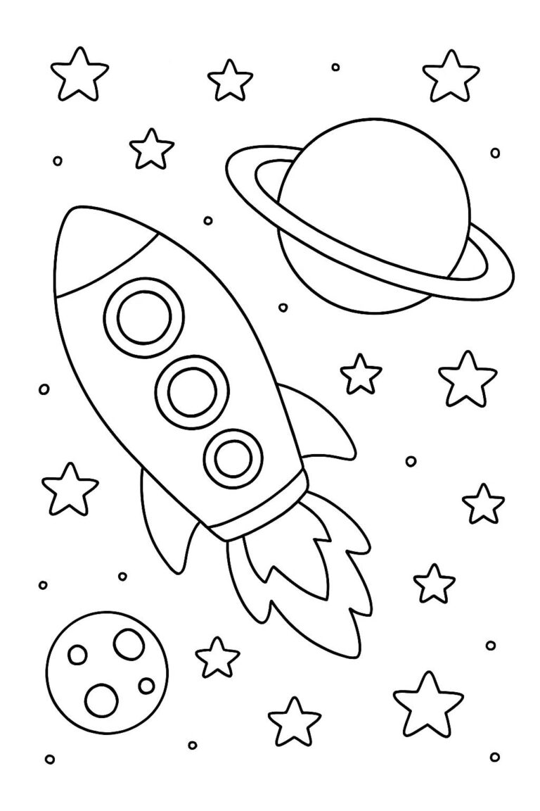Desenho para colorir: Viagem de foguete