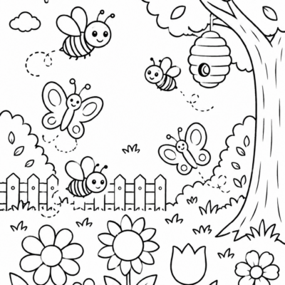 Desenho para colorir: Vida no jardim
